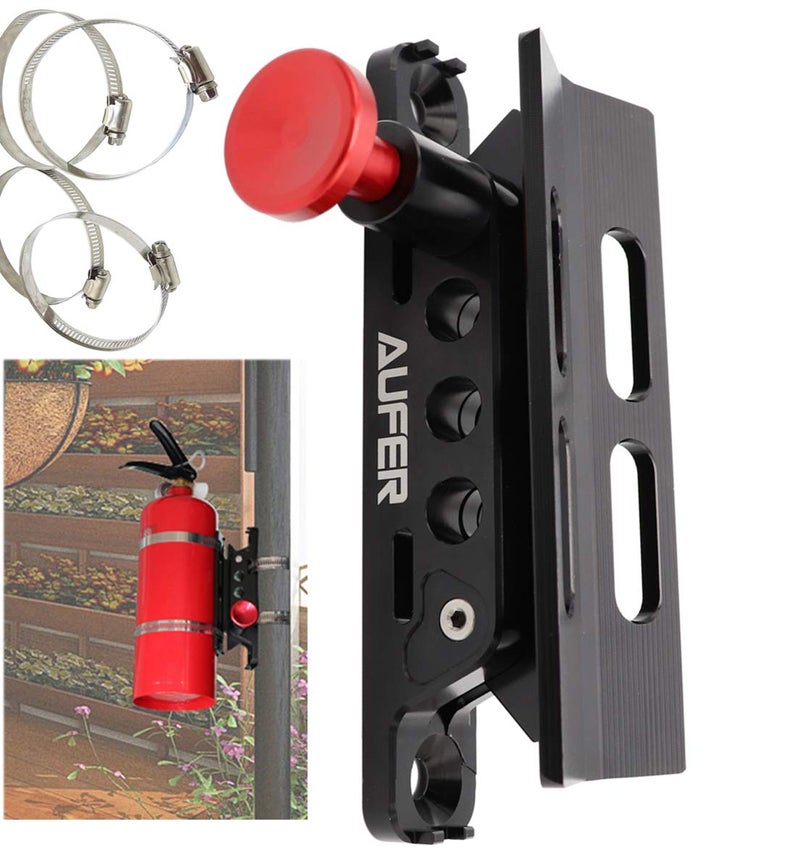 AUFER 1 Year Warranty-Universal Adjustable Roll Bar Fire Extinguisher Mount Holder Compatible with for Jeep Wrangler Gladiator Bronco UTV Polaris RZR Ranger Can Am Camper Van ATV Boat,Aluminum - Image 1